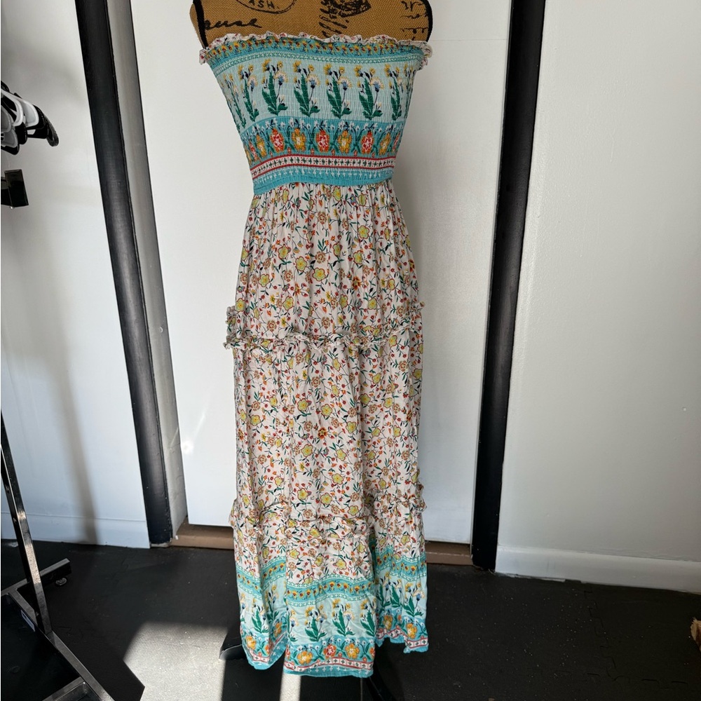 Floral Strapless Maxi Dress